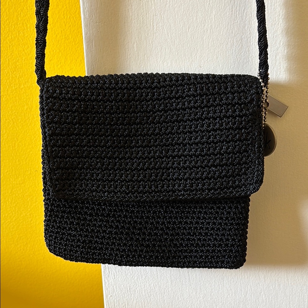 Black Crochet Crossbody Shoulder Bag by The Sak!